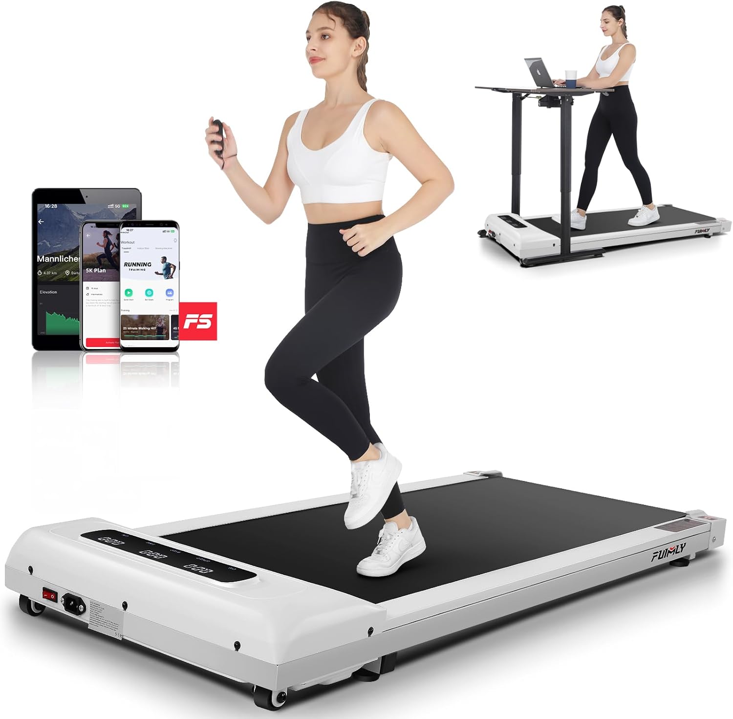 Walking Pad Treadmill, Funmily 2.5hp Under Desk Treadmill for Home/Office