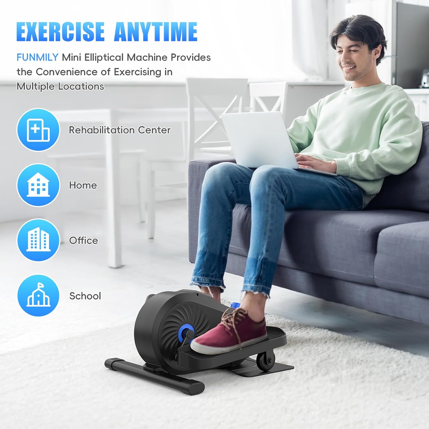 FUNMILY Under Desk Elliptical, Under Desk Bike Pedal Exerciser