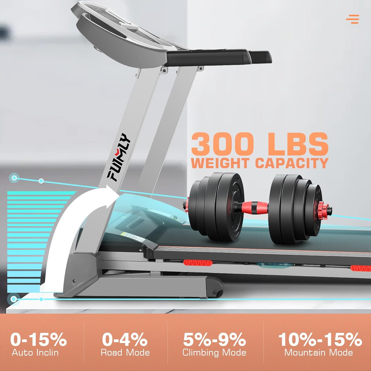 FUNMILY Treadmill with Auto Incline