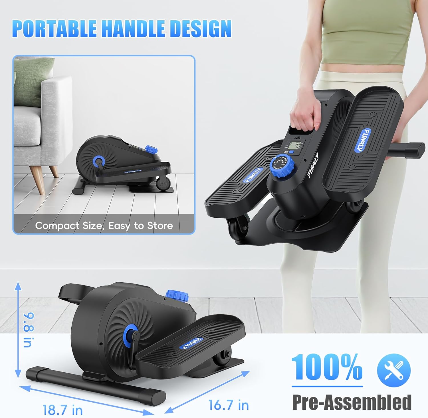 FUNMILY Under Desk Elliptical, Under Desk Bike Pedal Exerciser