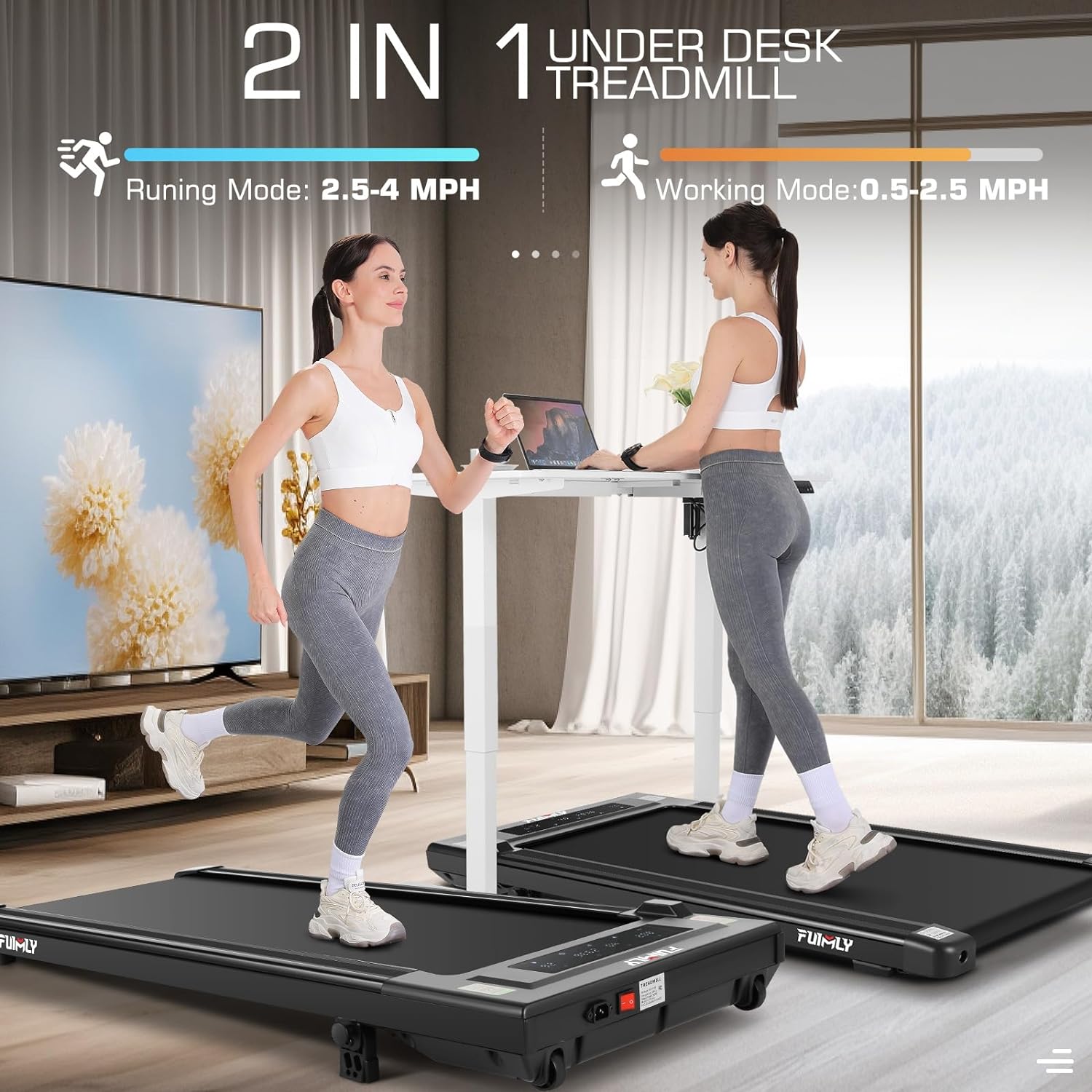 Walking Pad Under Desk Treadmill 2.5HP