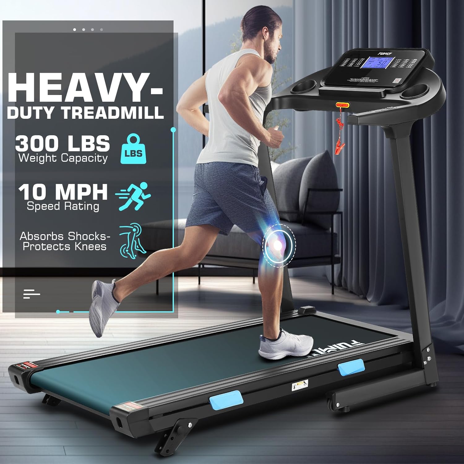 Treadmills for Home with Incline Heavy Duty 3.25HP Folding Treadmill