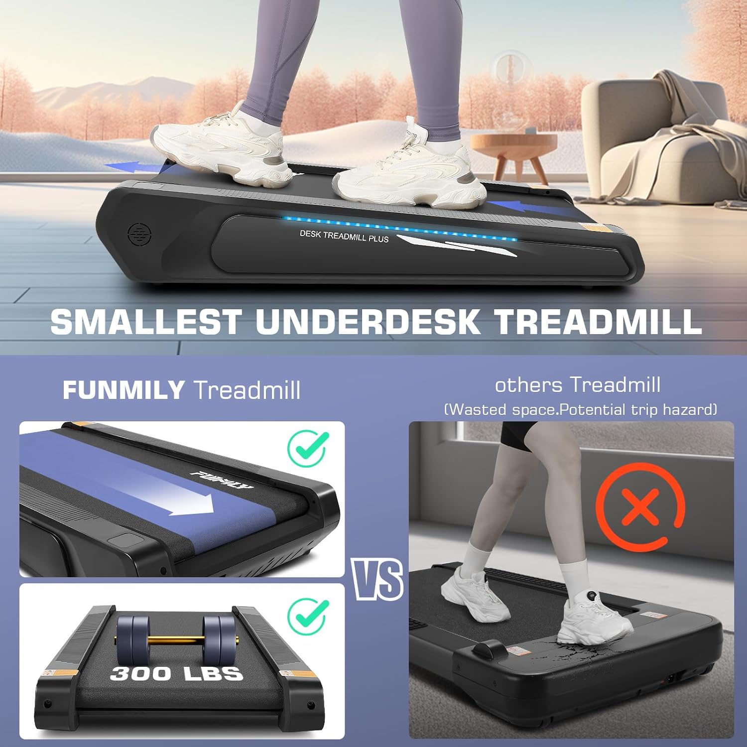 FUNMILY Walking Pad Treadmill with 5% Incline