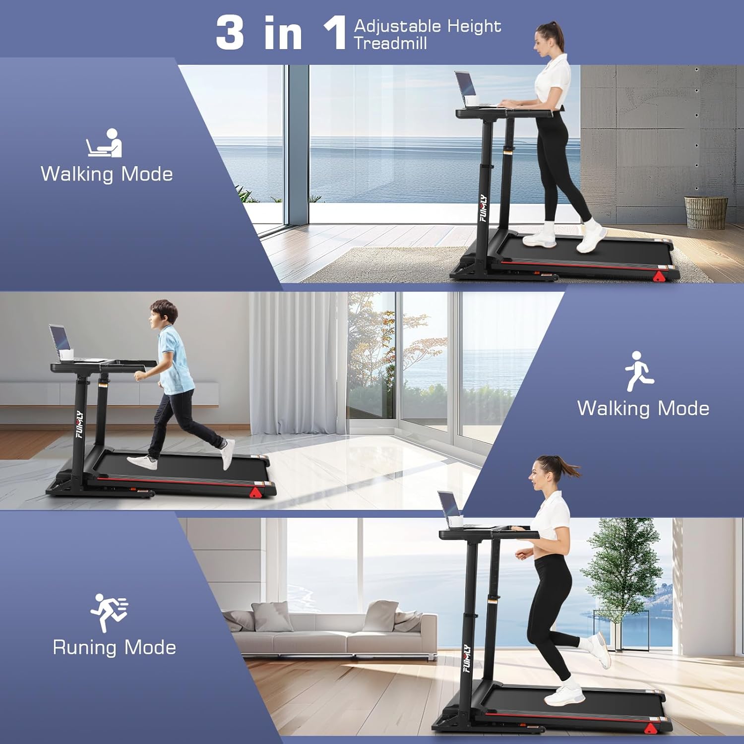 FUNMILY Treadmill with Desk Workstation & Adjustable Height