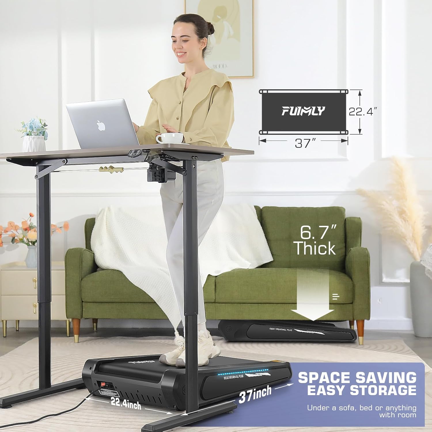 FUNMILY Walking Pad Treadmill with 5% Incline
