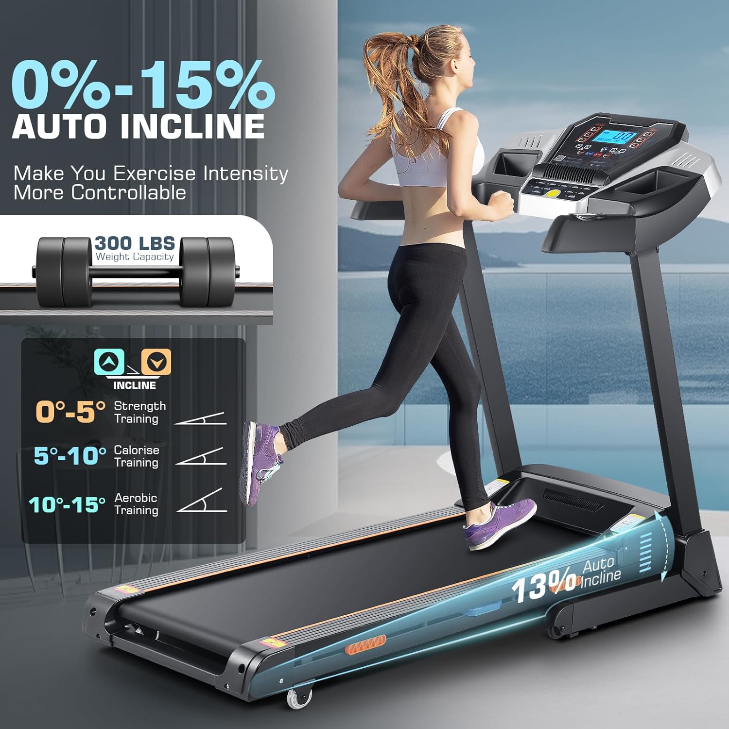 FUNMILY 3.25HP Heavy Duty Treadmill for Home