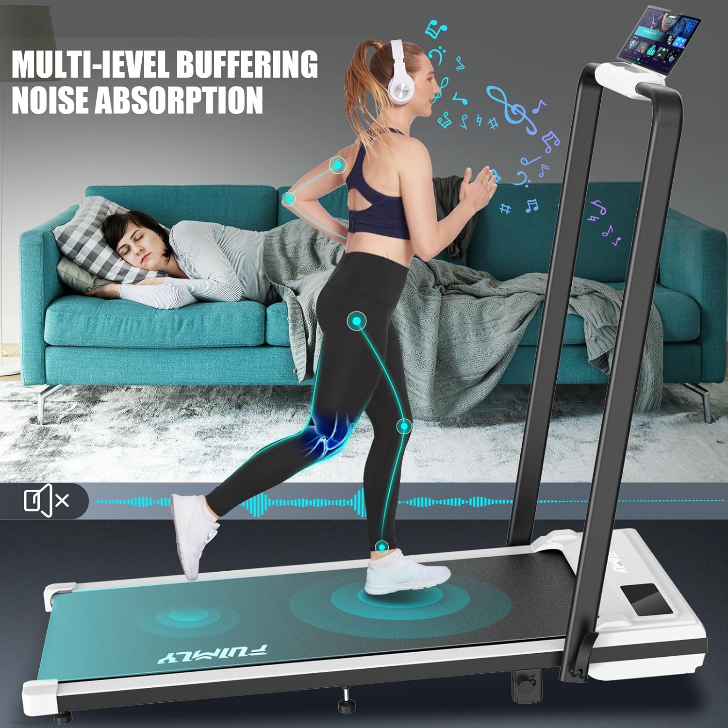 FUNMILY Incline Under Desk Treadmill,4 in 1 Walking Pad Treadmill for Home-Funmily