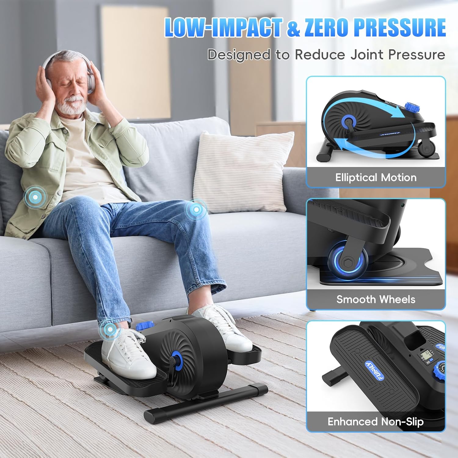 FUNMILY Under Desk Elliptical, Under Desk Bike Pedal Exerciser