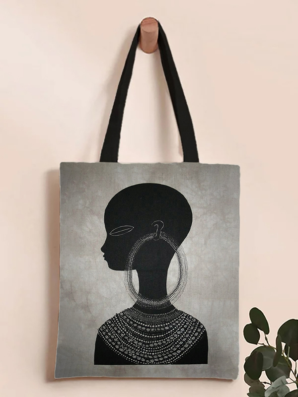 Women's Tribal African Girl Art Graphic Print Tote Shoulder Bag-Styleame