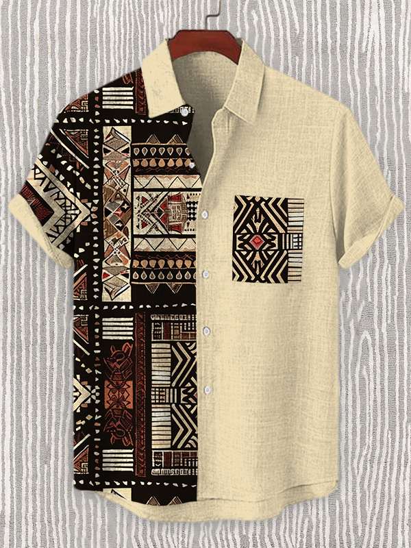 Men's African Traditional Pattern Art Print  Shirt-Styleame