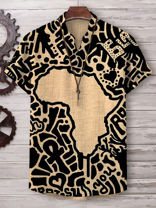 Men's Black Pride African Print  V Neck T-Shirt-Styleame