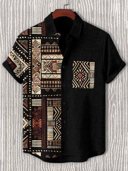 Men's African Traditional Pattern Art Print  Shirt-Styleame
