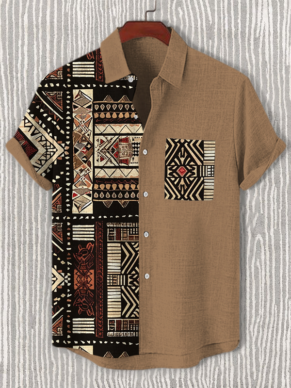 Men's African Traditional Pattern Art Print  Shirt-Styleame