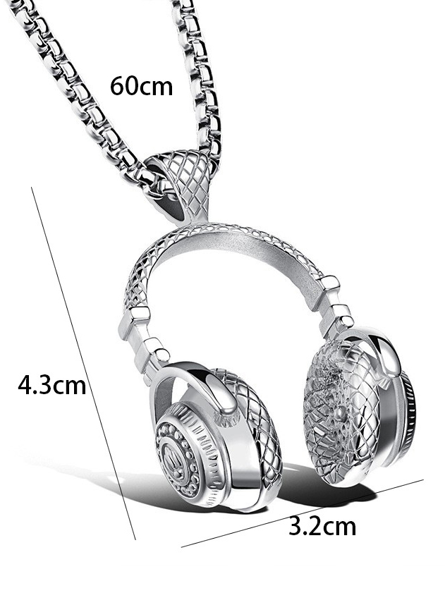 Men's Hip Hop Headphones Pendant Fashion Necklace-Styleame
