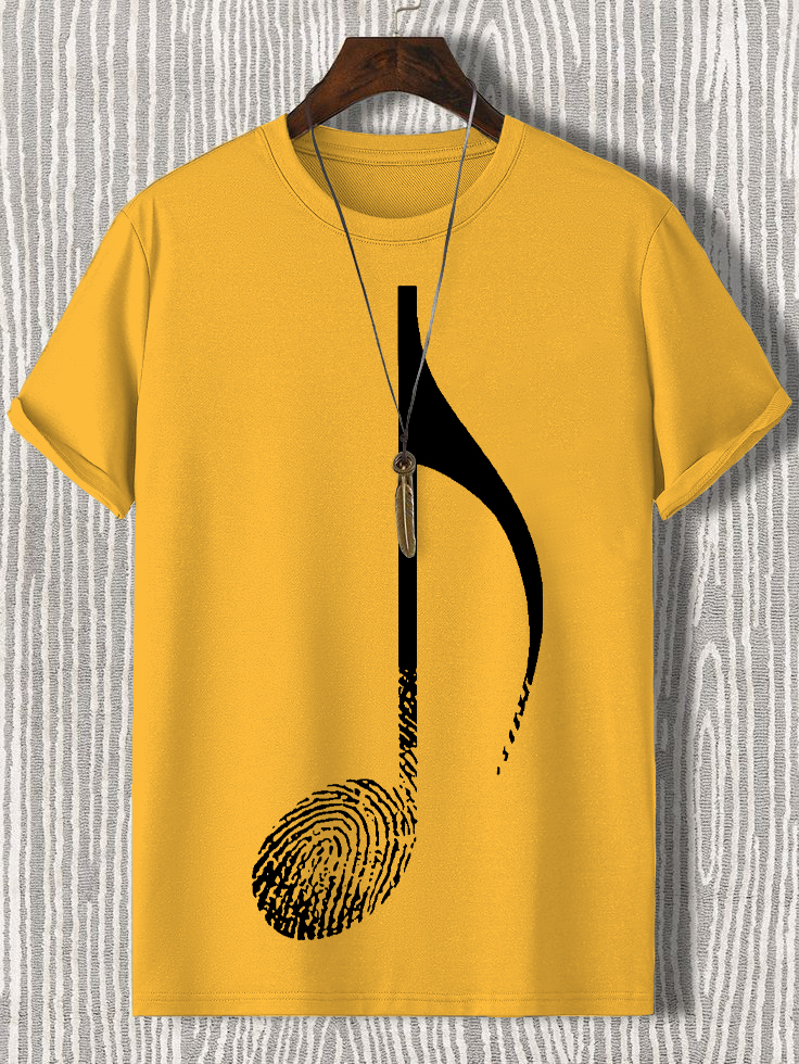 Men's Music Note Fingerprint Art Cotton Casual T-Shirt