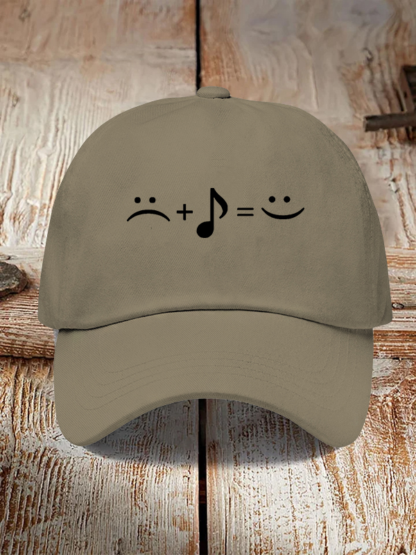 Men's Music Makes Me Happy Print Casual Baseball Cap-Styleame