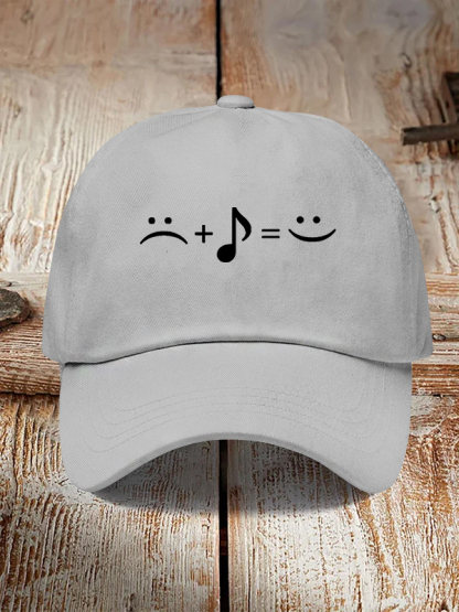 Men's Music Makes Me Happy Print Casual Baseball Cap-Styleame