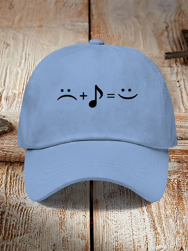 Men's Music Makes Me Happy Print Casual Baseball Cap-Styleame