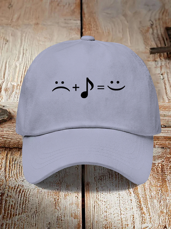 Men's Music Makes Me Happy Print Casual Baseball Cap-Styleame