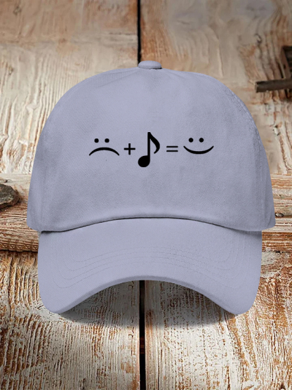 Men's Music Makes Me Happy Print Casual Baseball Cap-Styleame