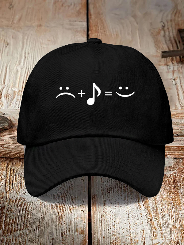 Men's Music Makes Me Happy Print Casual Baseball Cap-Styleame