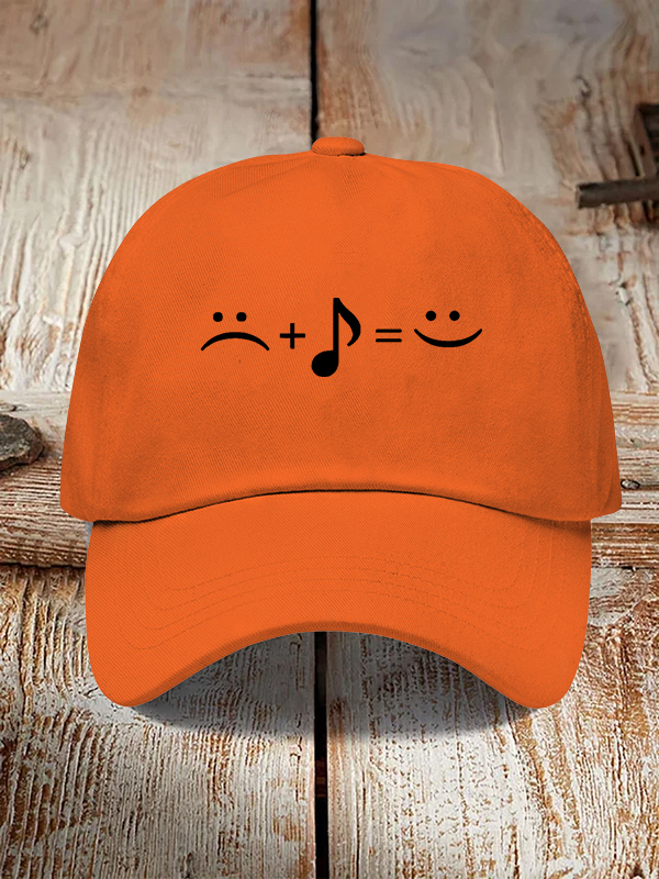 Men's Music Makes Me Happy Print Casual Baseball Cap-Styleame