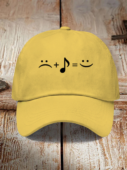 Men's Music Makes Me Happy Print Casual Baseball Cap-Styleame