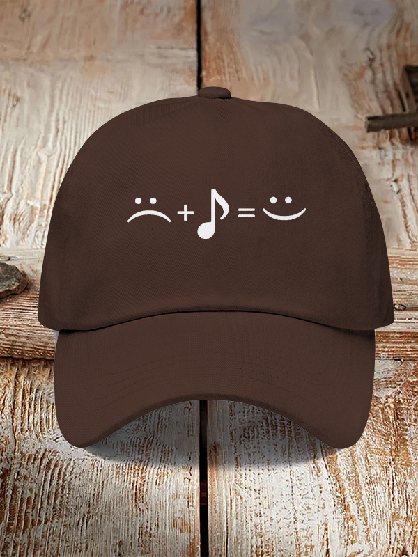 Men's Music Makes Me Happy Print Casual Baseball Cap-Styleame