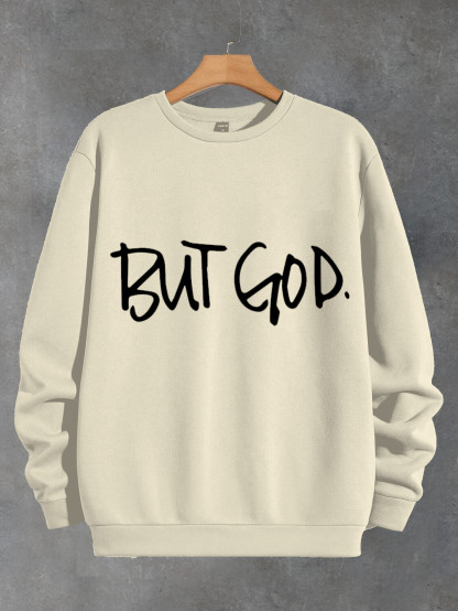 Women's But God Print Cotton Long Sleeve T-Shirt Thin Sweatshirt-Styleame