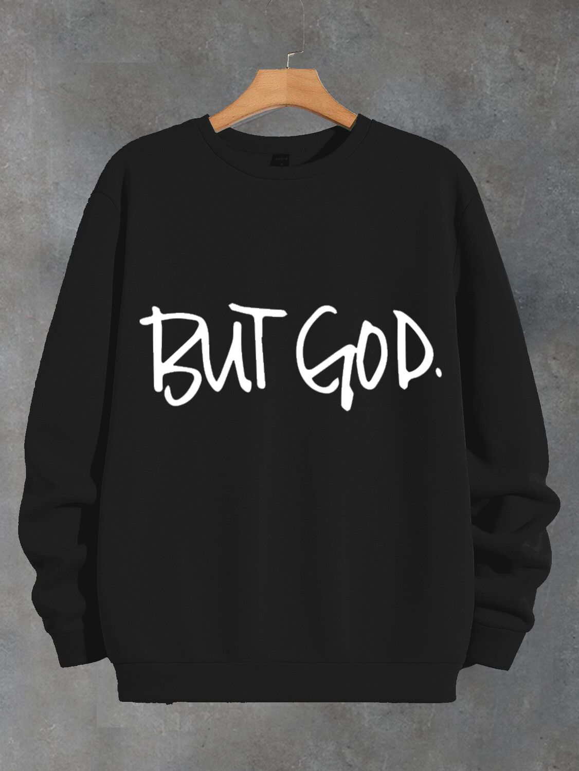 Women's But God Print Cotton Long Sleeve T-Shirt Thin Sweatshirt-Styleame