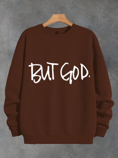 Women's But God Print Cotton Long Sleeve T-Shirt Thin Sweatshirt-Styleame