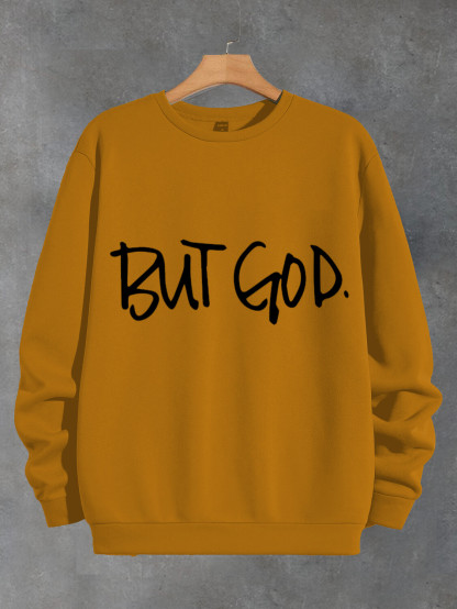 Women's But God Print Cotton Long Sleeve T-Shirt Thin Sweatshirt-Styleame