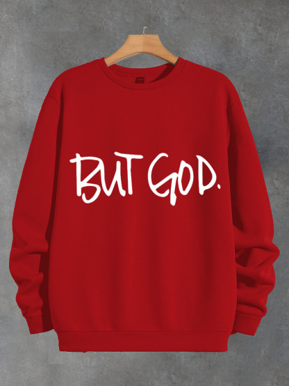 Women's But God Print Cotton Long Sleeve T-Shirt Thin Sweatshirt-Styleame