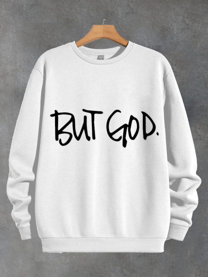 Women's But God Print Cotton Long Sleeve T-Shirt Thin Sweatshirt-Styleame