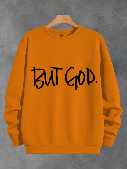 Women's But God Print Cotton Long Sleeve T-Shirt Thin Sweatshirt-Styleame