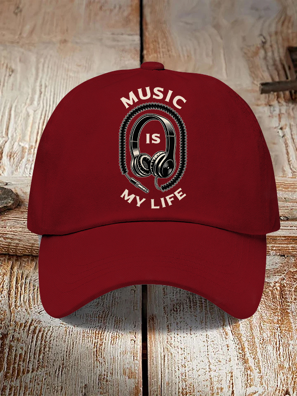 Men's Music Is My Life Vintage Headphones Print Casual Baseball Cap-Styleame