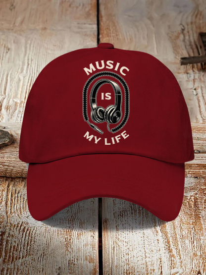 Men's Music Is My Life Vintage Headphones Print Casual Baseball Cap-Styleame