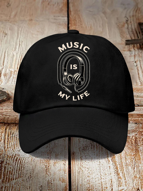 Men's Music Is My Life Vintage Headphones Print Casual Baseball Cap-Styleame