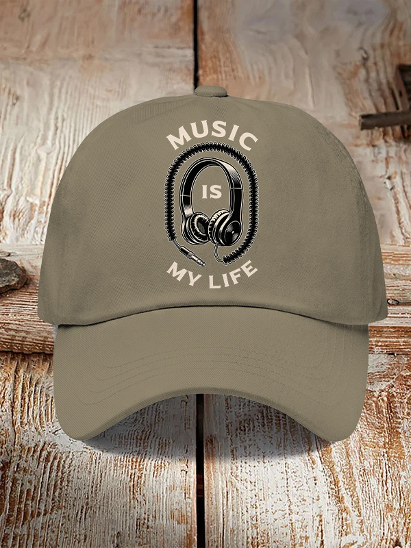Men's Music Is My Life Vintage Headphones Print Casual Baseball Cap-Styleame