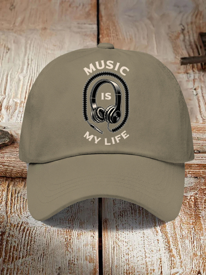 Men's Music Is My Life Vintage Headphones Print Casual Baseball Cap-Styleame