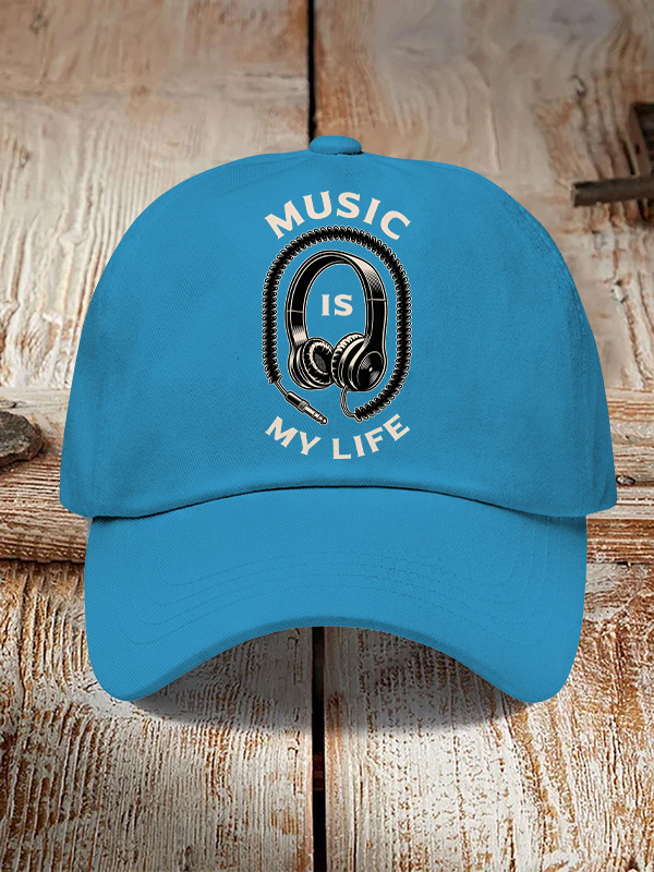 Men's Music Is My Life Vintage Headphones Print Casual Baseball Cap-Styleame