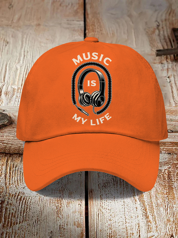 Men's Music Is My Life Vintage Headphones Print Casual Baseball Cap-Styleame