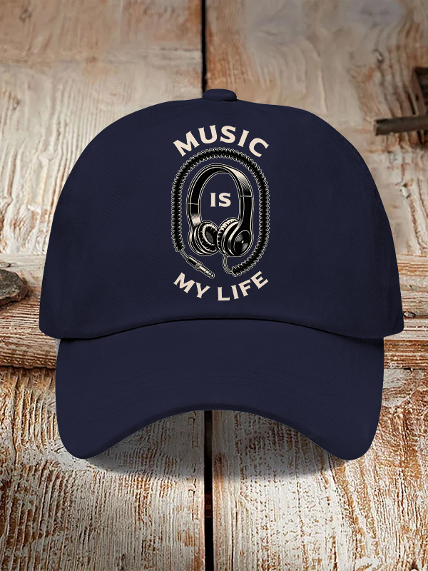 Men's Music Is My Life Vintage Headphones Print Casual Baseball Cap-Styleame