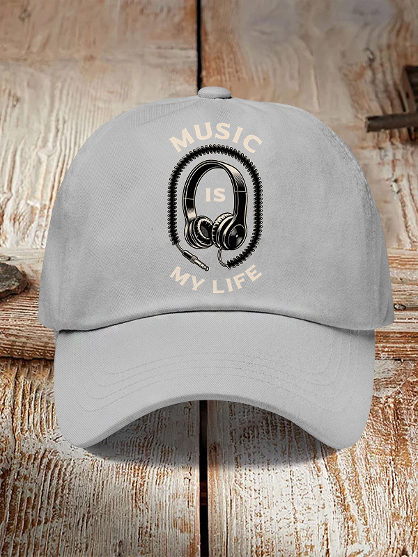 Men's Music Is My Life Vintage Headphones Print Casual Baseball Cap-Styleame