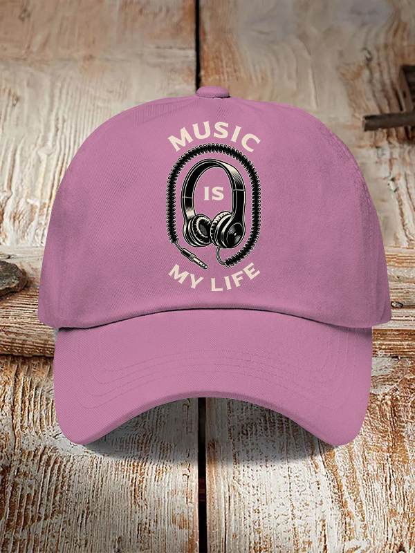 Men's Music Is My Life Vintage Headphones Print Casual Baseball Cap-Styleame