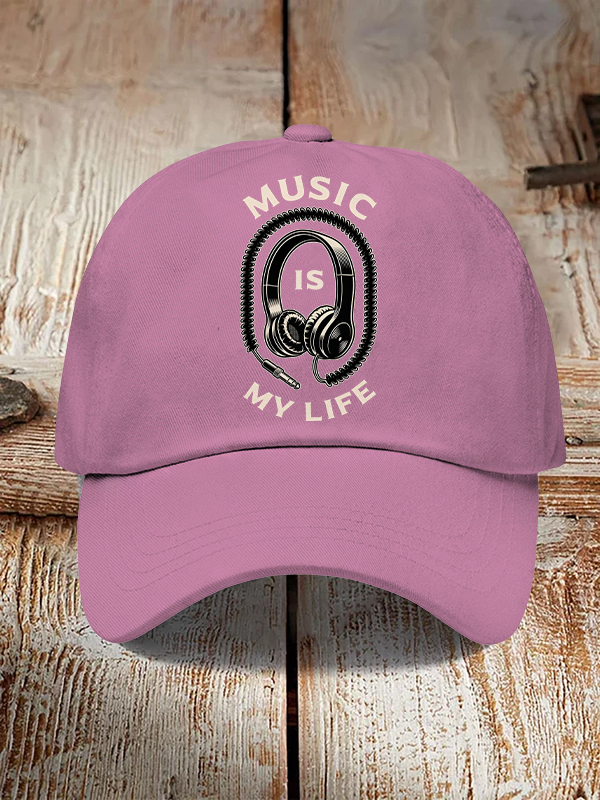 Men's Music Is My Life Vintage Headphones Print Casual Baseball Cap-Styleame