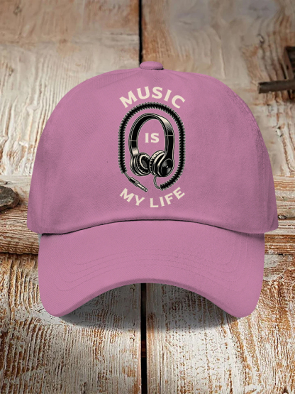 Men's Music Is My Life Vintage Headphones Print Casual Baseball Cap-Styleame