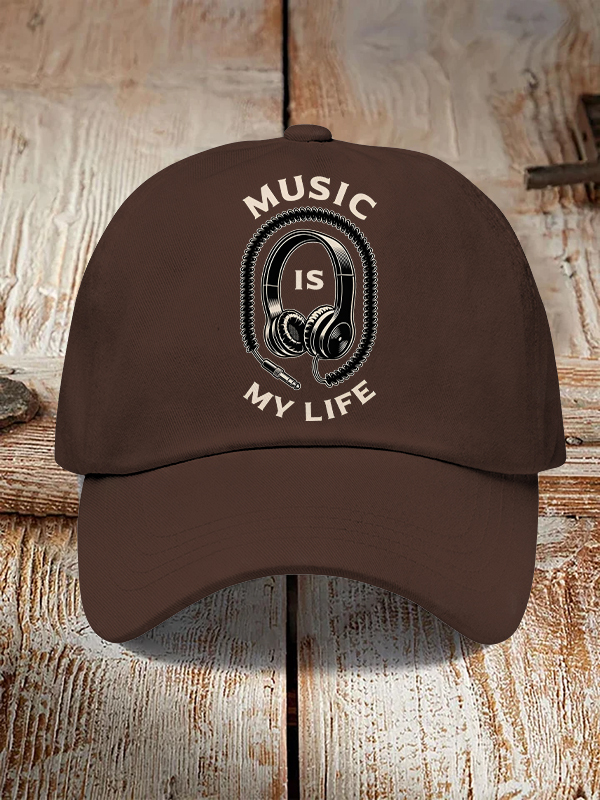 Men's Music Is My Life Vintage Headphones Print Casual Baseball Cap-Styleame