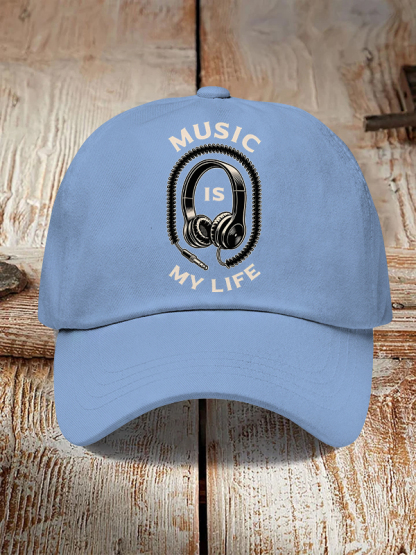 Men's Music Is My Life Vintage Headphones Print Casual Baseball Cap-Styleame