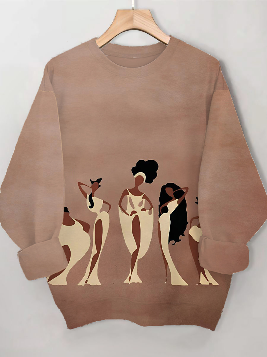 Women's Black Queen Hercules Art Print Casual Sweatshirt-Styleame